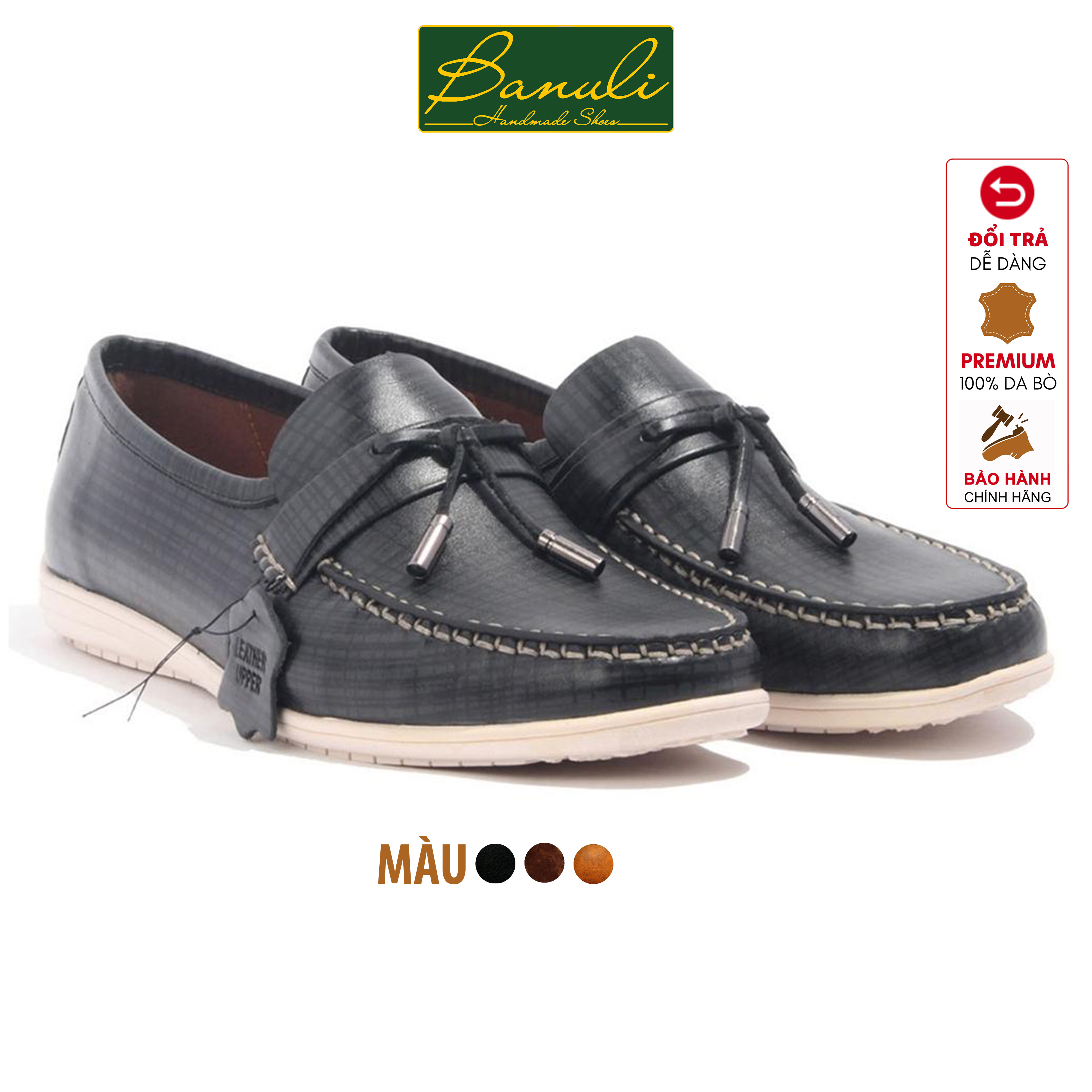 Giày Lười Nam Banuli Casual Slip-On Shoes Nappa Cow Leather C5BT1 (Da Bò Nappa Mềm Dẻo, Đế Siêu Nhẹ, Chống Trượt, Bảo Hành Trọn Đời)