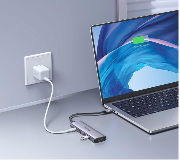 Bộ Chuyển Đổi 5in1 Ugreen 15596 USB type C sang 1 x HDMI 4K30Hz + 3 x USB 3.0 + 1 x USB-C PD 100W-Hàng chính hãng