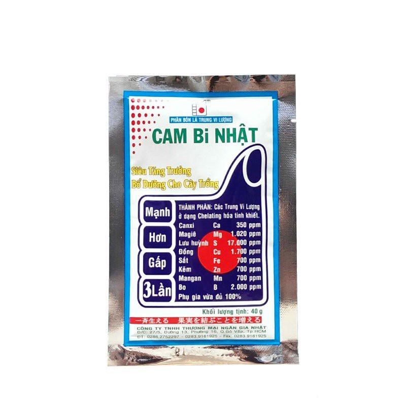 Phân bón lá trung vi lượng CAM BI NHẬT siêu tăng trưởng bổ sung đầy đủ dinh dưỡng cho cây trồng - gói 40g