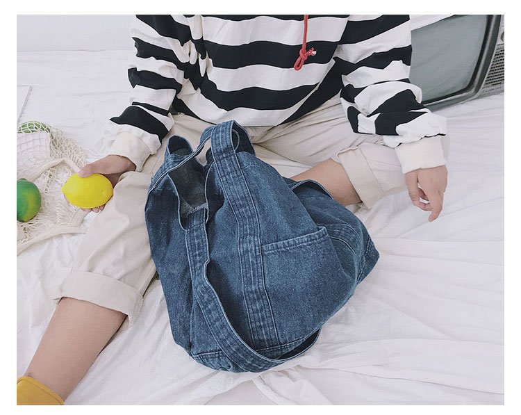 Túi Đeo Chéo Hàng Có Sẵn Giao Ngay, cao 33cm, rộng 52cm, dày 19,5cm Chất Jean Phong Cách Đường Phố Túi Tote Jean Jess95