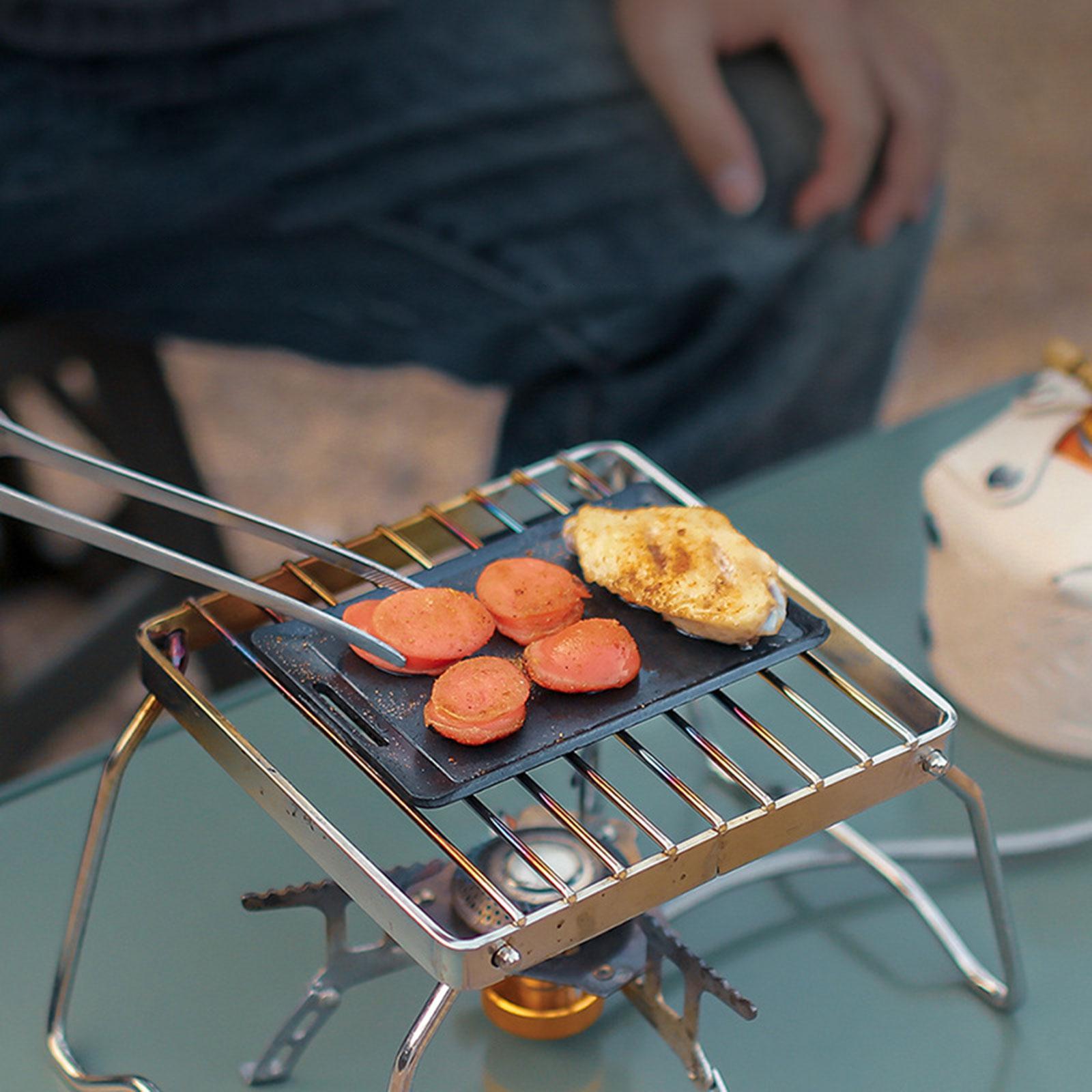 Grill Pan Barbecue Plate Griddle Pan with Handle Frying Pan Steak Pan for Picnic Cooking Outdoor Camping