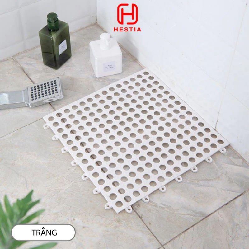 Thảm chống trượt nhà tắm bằng nhựa cao cấp, thảm nhựa nhà tắm màu trắng xám size 30 x 30cm nặng 200g siêu cấp