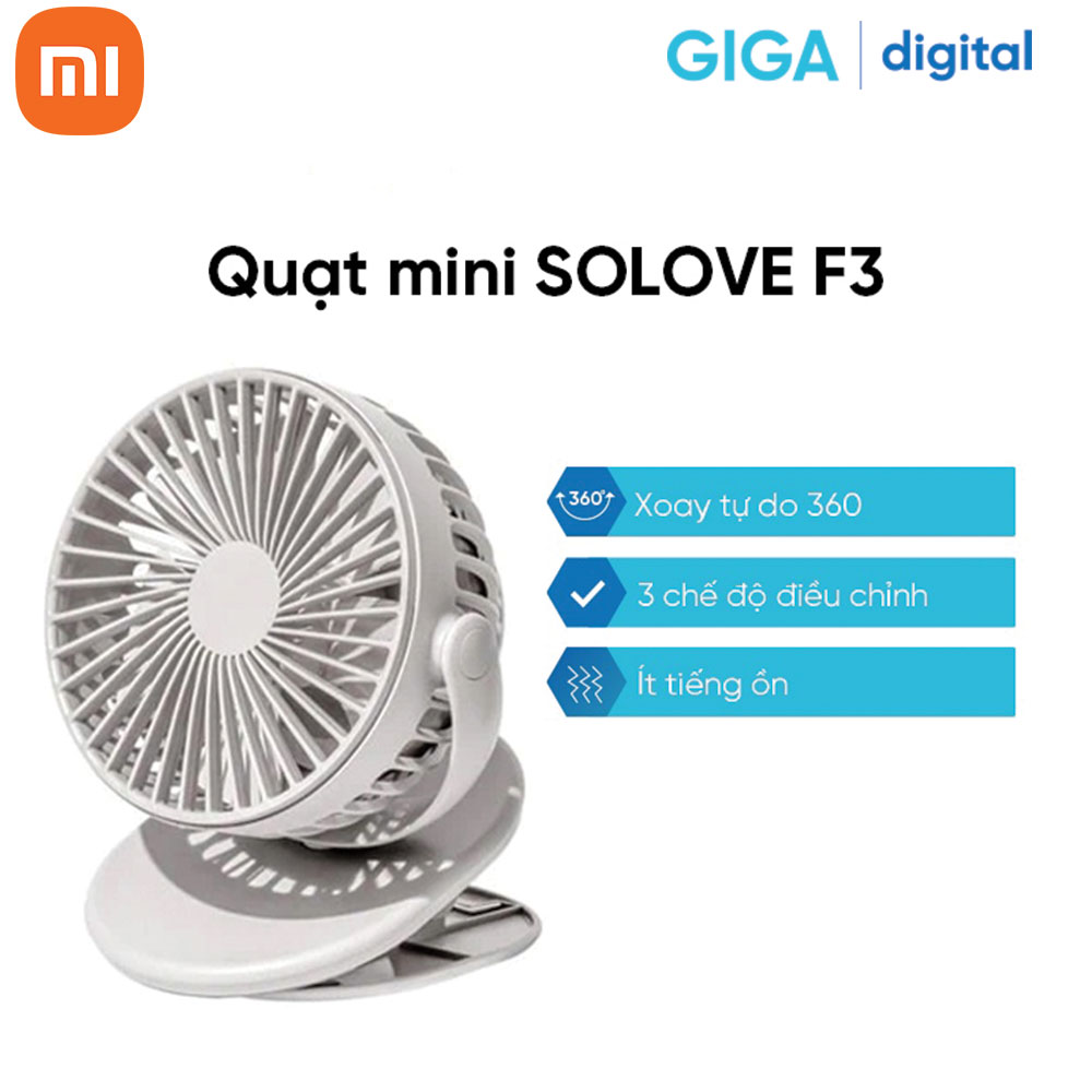 Quạt tích điện để bàn mini Xiaomi SOLOVE F3 Hàng Chính Hãng