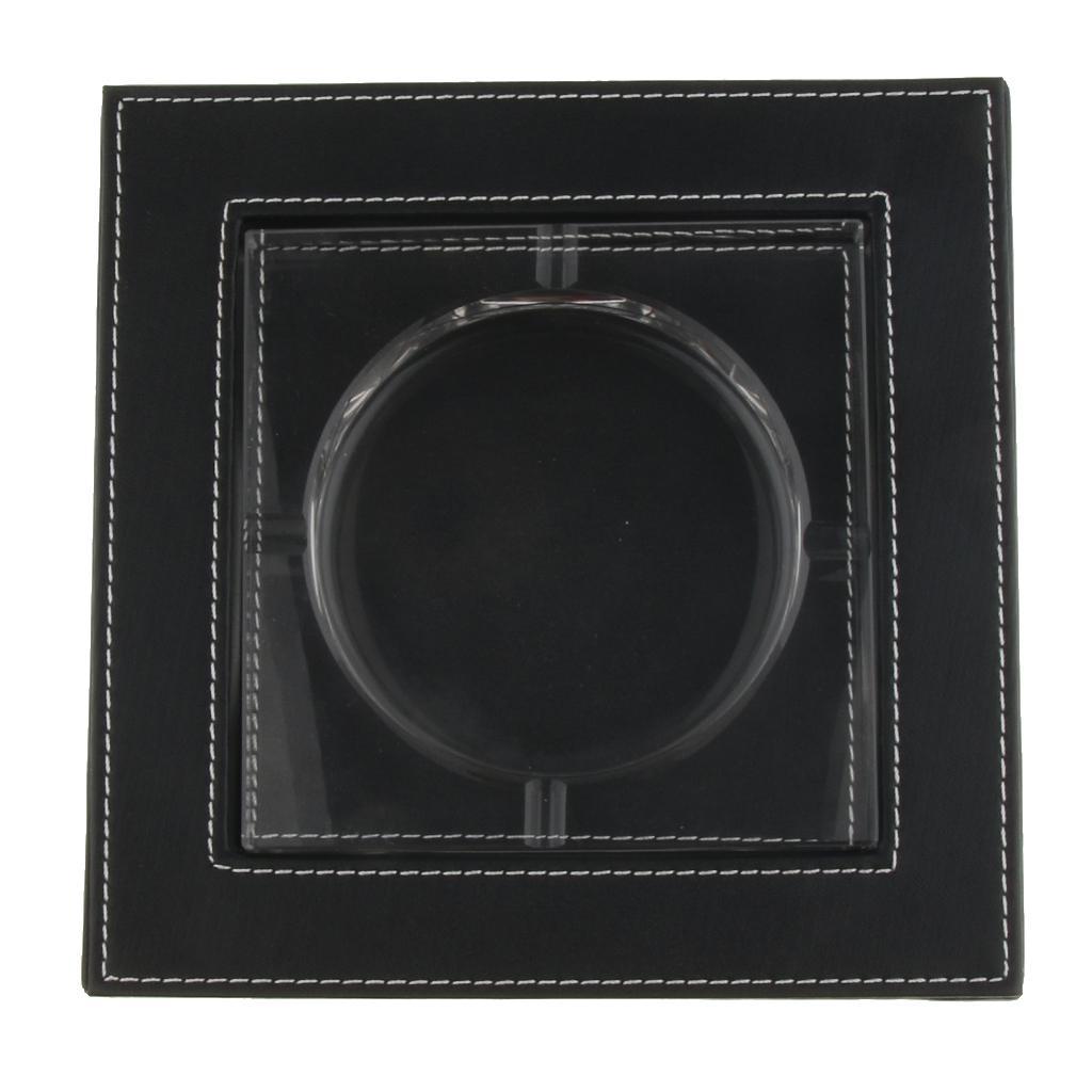 Deluxe Leather Crystal Square Cigarette Cigar Ashtray Home Perfect Gift