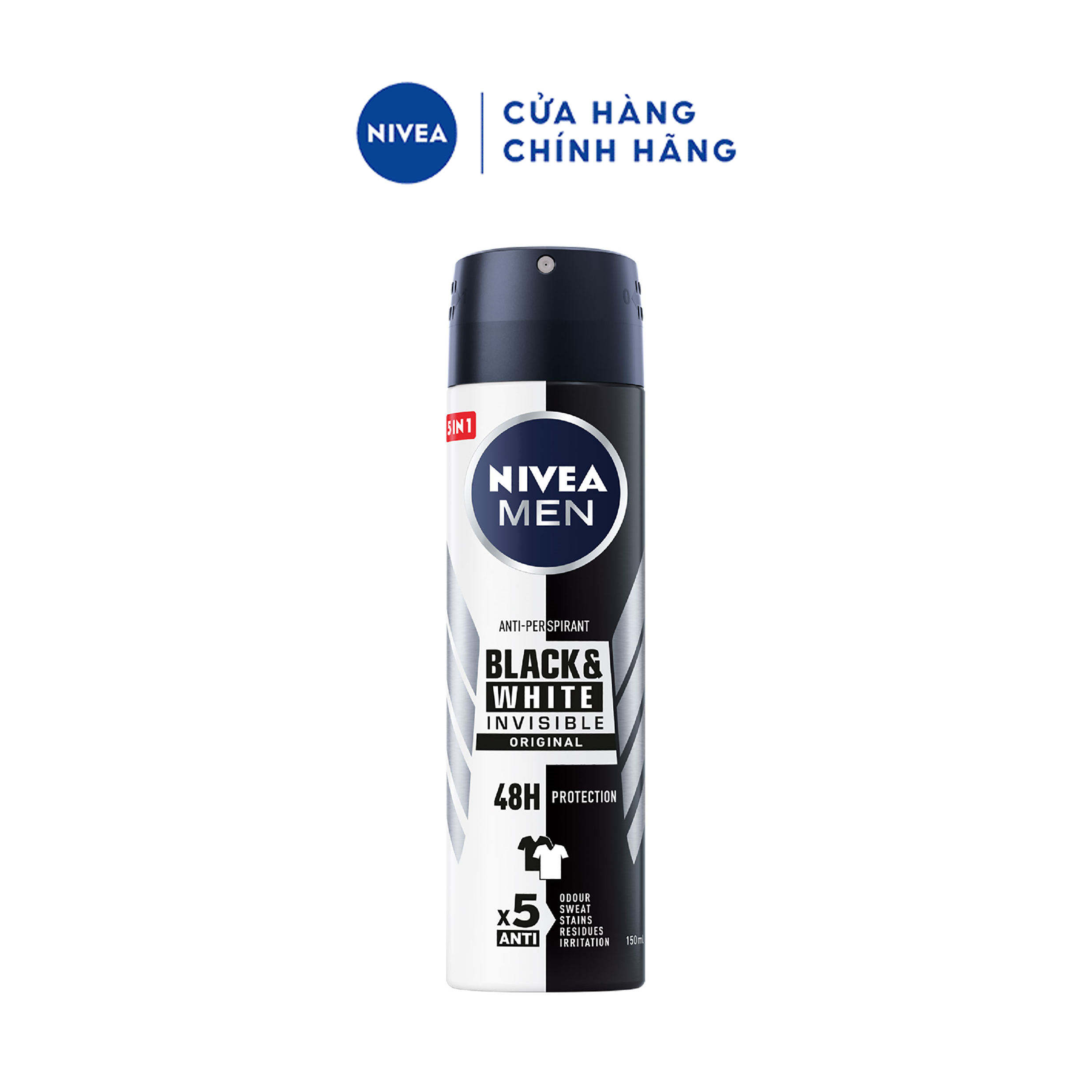 Xịt Ngăn Mùi NIVEA MEN Black&White Ngăn Vệt Ố Vàng Vượt Trội - Hương Nhẹ Nhàng - 82241