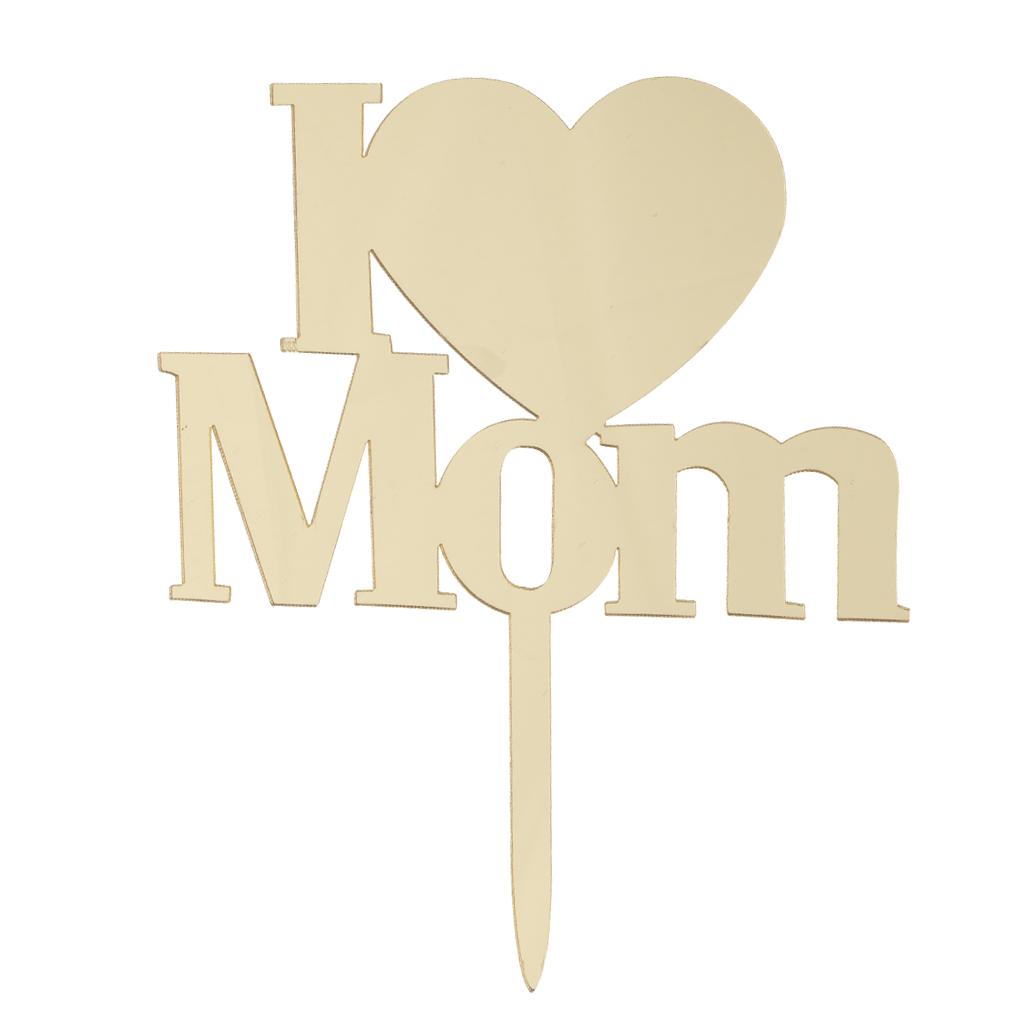I Love Mom Heart Cake Topper Party Cake Baking Accessories Photo Prop