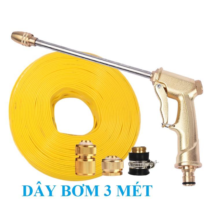 Bộ dây vòi xịt nước rửa xe,tưới cây, tăng áp 3 lần,loại 3m,5m 206701-3 đầu đồng,cút,nối đồng+tặng túi đựng bút