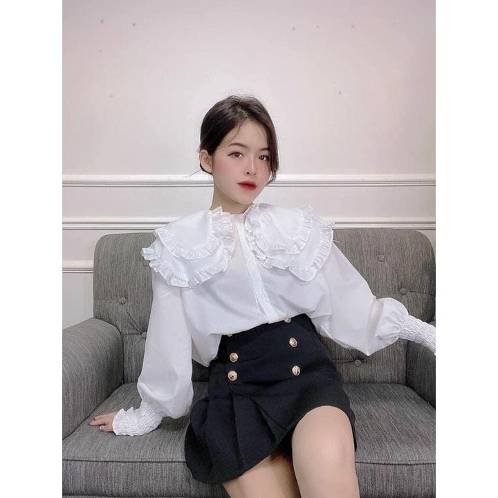 ÁO SƠ MI CỔ SEN BÈO TẦNG TAY BO CHUN - DRA0030