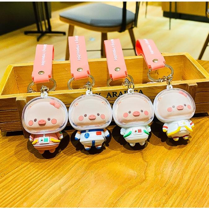 Móc khóa Phi hành gia Heo con đáng yêu PVC loại xịn