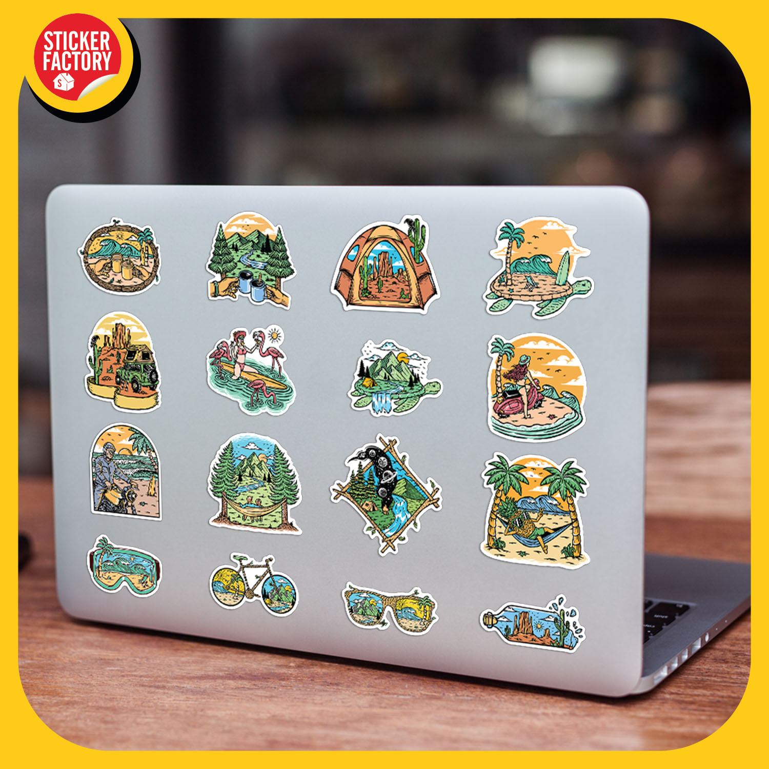 Outdoor Travel - Set 100 sticker decal hình dán dễ thương - STICKER FACTORY