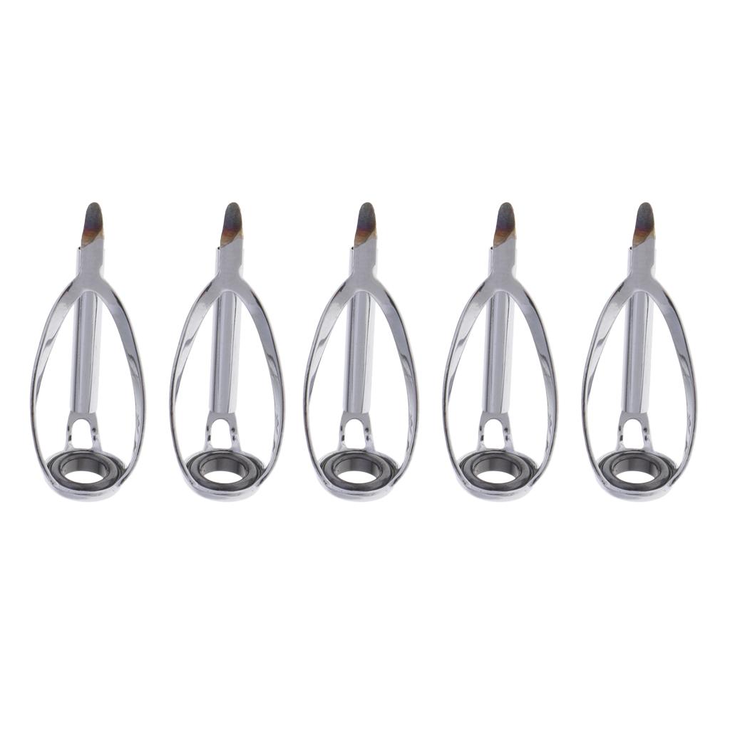 5pcs Fishing Rod Pole Guides Tips Top Eye Rings Rod Repair Kit
