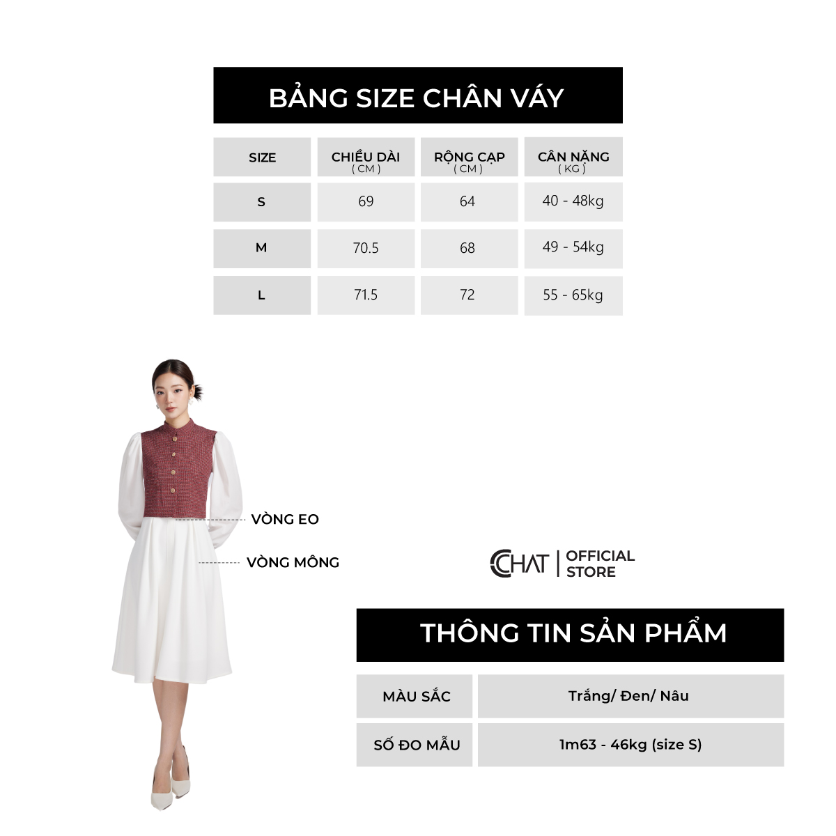 Chân Váy  Cạp Kiểu Xòe Ly Súp Chất Thun Cao Cấp 62CDC2042XT