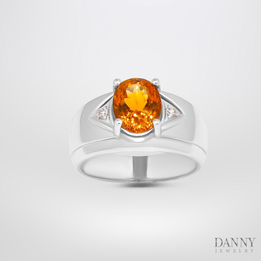 Nhẫn Nam Danny Jewelry Bạc 925 Đá Citrine/Smoky Quartz Xi Rhodium HNN004