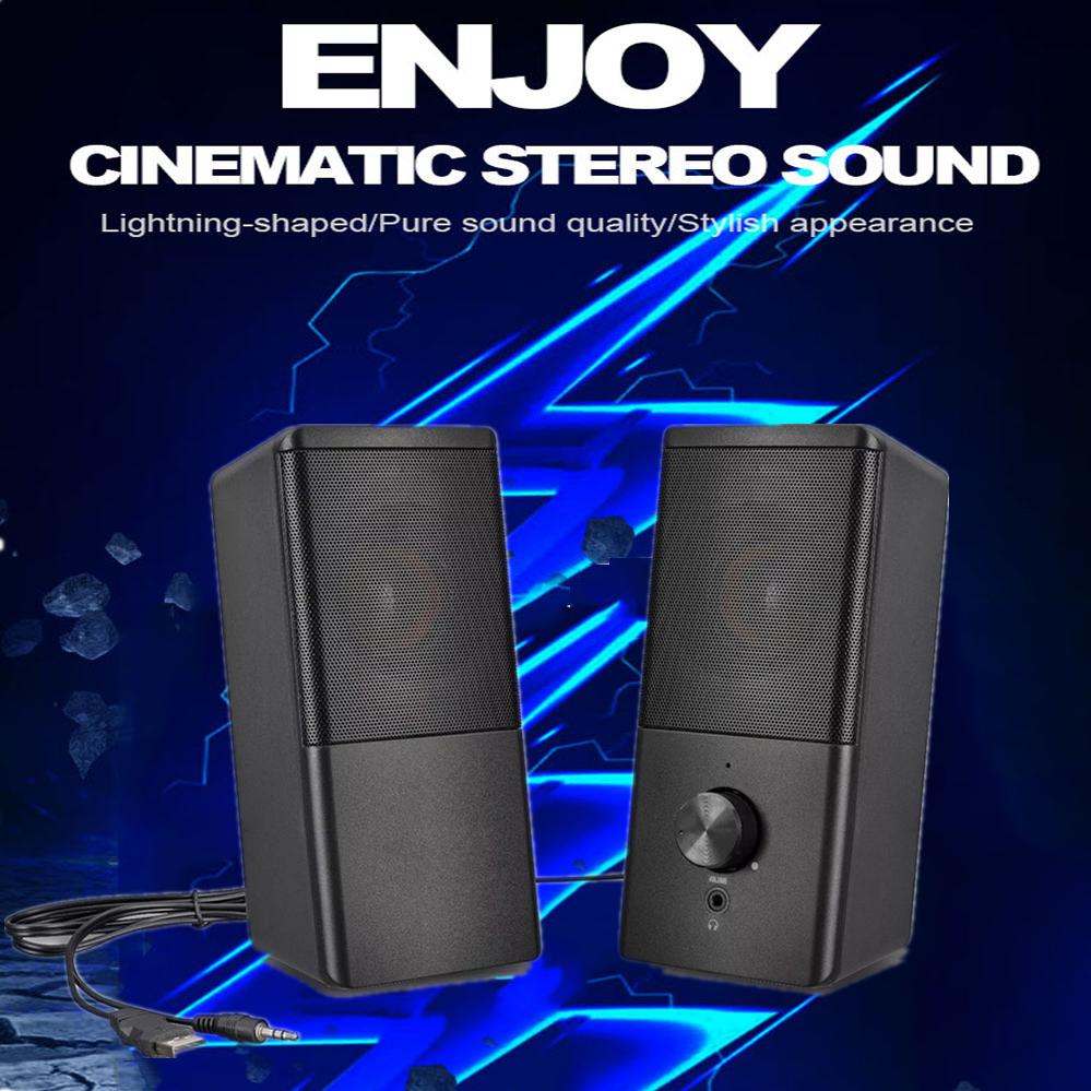 Aux stereo vòm âm nhạc loa rgb thanh âm thanh cho máy tính 2.0 pc home máy tính xách tay loa tv loa màu: màu đen