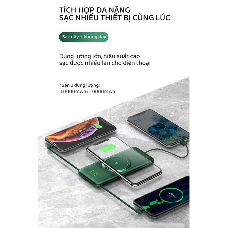 Pin dự phòng không dây tích hợp cáp sạc P1 GreenPower 20.000mAh - Home and Garden