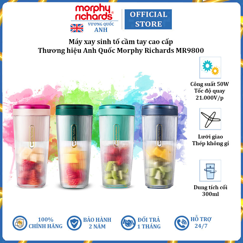 Máy Xay Sinh Tố Dạng Cốc Cầm Tay Morphy Richards MR9800 Xay Mọi Lúc Mọi Nơi 300ml (50W) - HÀNG NHẬP KHẨU