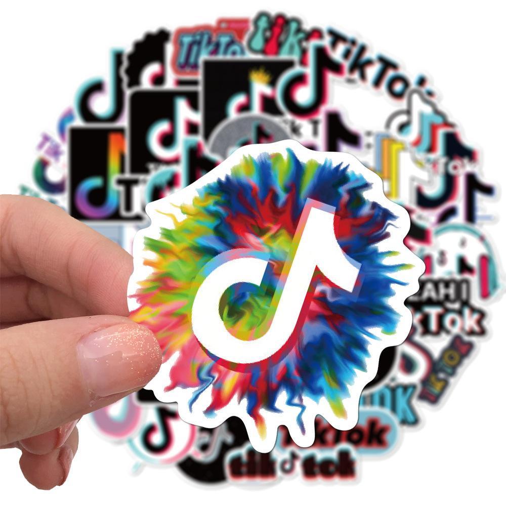 Bộ sticker TIKTOK chống thấm nước trang trí mũ bảo hiểm, đàn, guitar, ukulele, điện thoại laptop