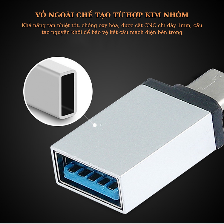 Đầu Chuyển Đổi USB Type C Sang USB 3.0 Hàng Chính Hãng, Hub Type C, Hub chuyển đổi USB Type-C Sang USB 3.0 - Hàng Chính Hãng 