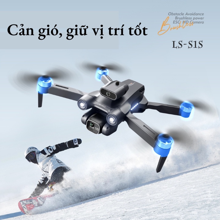 Flycam 4k Drone S1S Bay xa 2km LSRC-S1S - 2023, Máy bay không người lái RC mới 450g 4K HD Gimbal Chống rung, Tránh chướng ngại vật 360 °, Một phím cất cánh Động cơ không chổi than