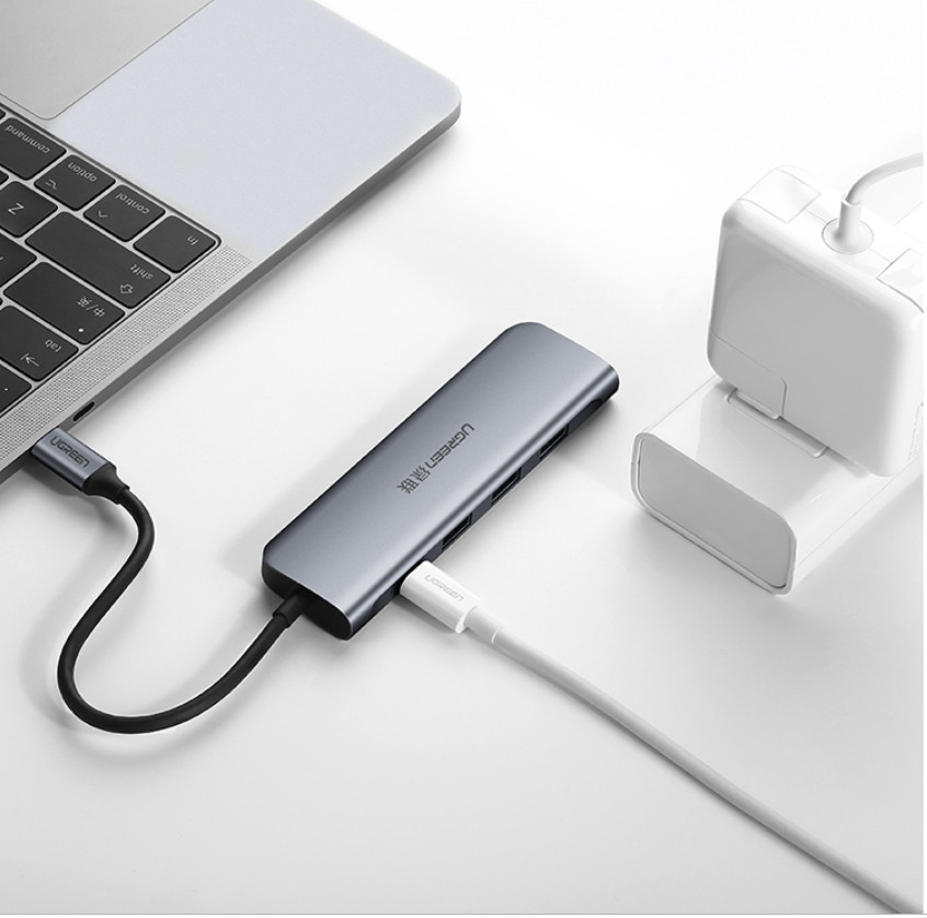 Bộ chuyển đổi USB type C sang HDMI + Hub USB 3.0 (3 cổng) chính hãng UGREEN CM136 50209 - Hàng nhập khẩu