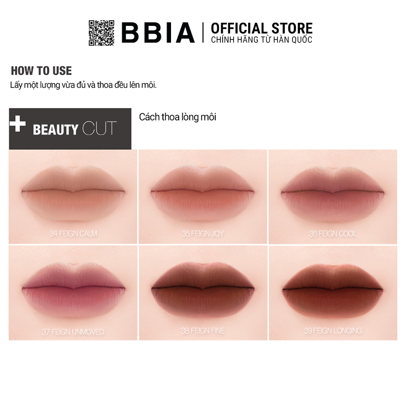 Son Kem Lì Bbia Last Velvet Lip Tint Version 8 - #39 Feign Longing (Màu Đỏ Ớt) 5g - Bbia Official Store