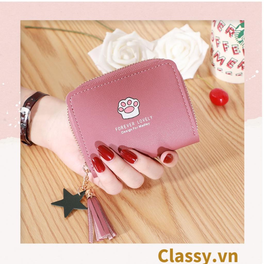 Ví nữ mini Classy bàn chân chó có đính tua rua đựng tiền phong cách hàn quốc dễ thương T1160