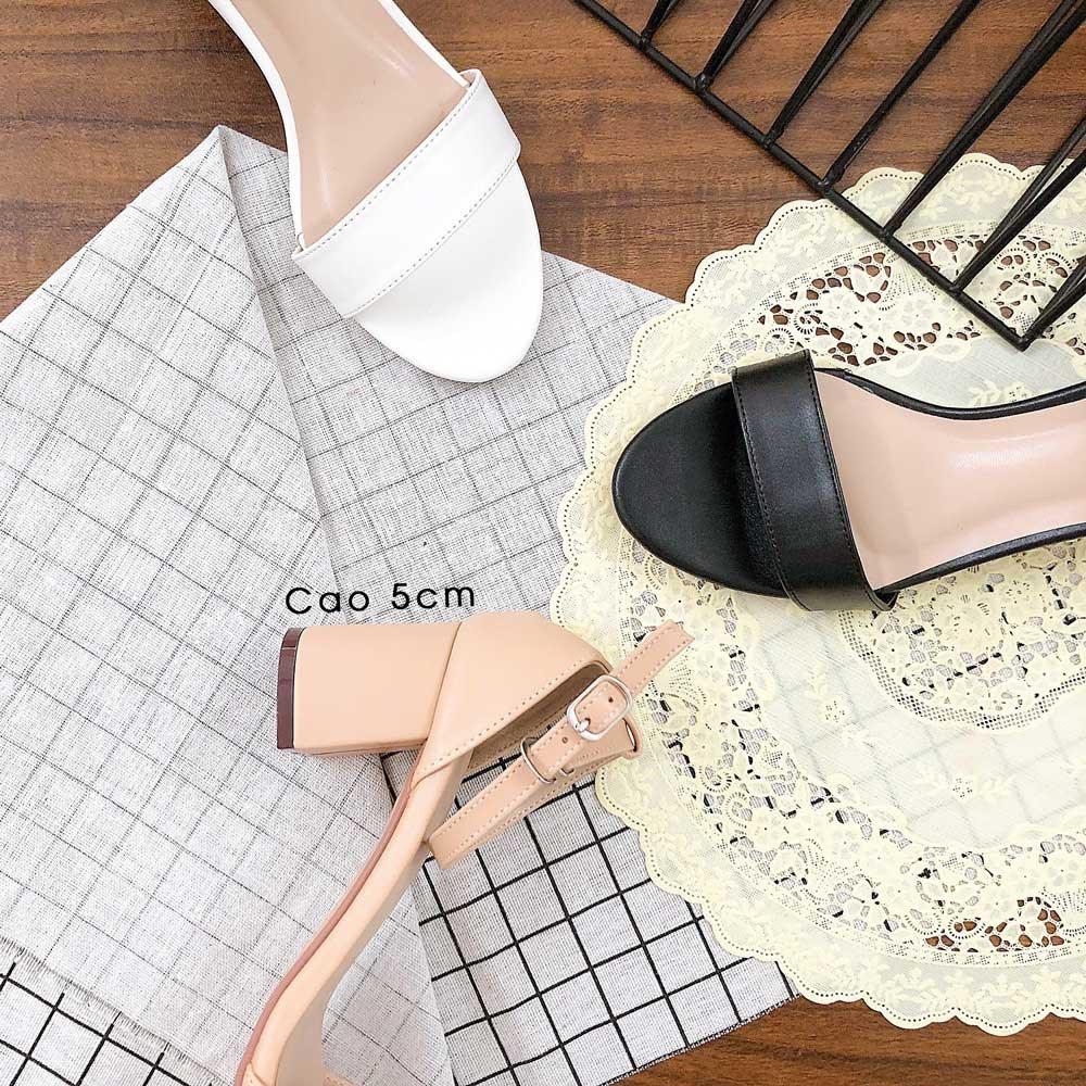 Giày sandal 5 phân mũi tròn bít hậu kiểu dáng thời trang phong cách Hàn Quốc_A13