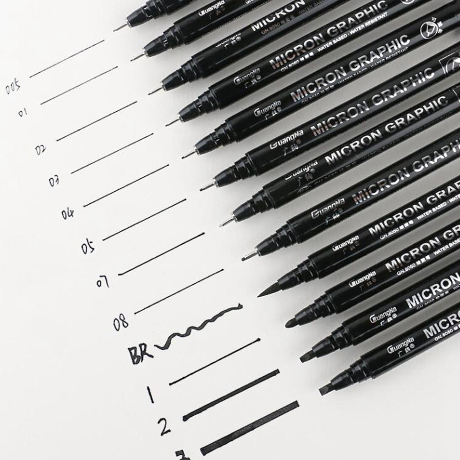 Fine Liner Pen Pigment Marker Waterproof Ink Sketching Manga 12pcs
