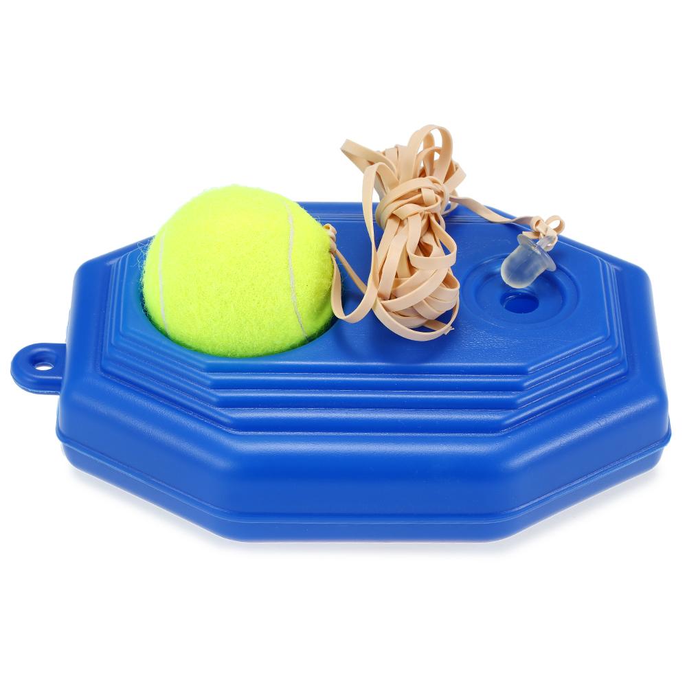 Bộ dụng cụ tập luyện tennis bao gồm một bảng đế và một quả bóng tennis có dây đàn hồi