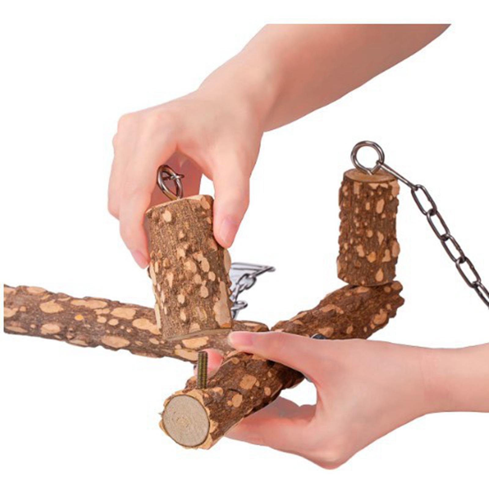 Parrots Wooden Stand Swing Cage Hanging Cockatiels Lovebird Perch Bird Toys