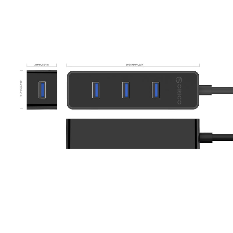 Bộ chia USB HUB 4 cổng USB 3.0 Orico W5PH4 - Hàng nhập khẩu