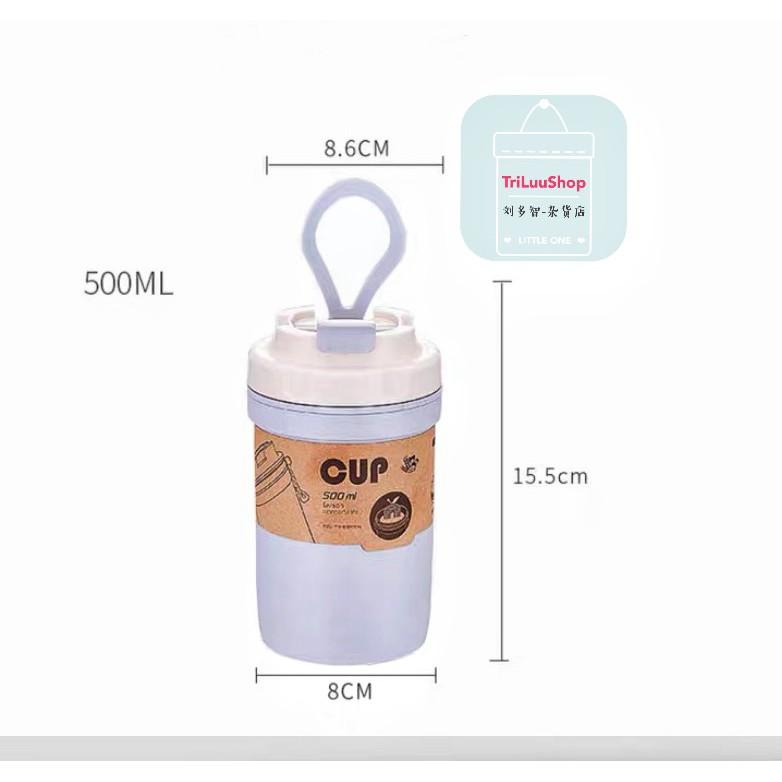 Bình Lúa Mạch Mini Cao Cấp 500ML Tặng Kèm Muỗng Thương Hiệu Cup