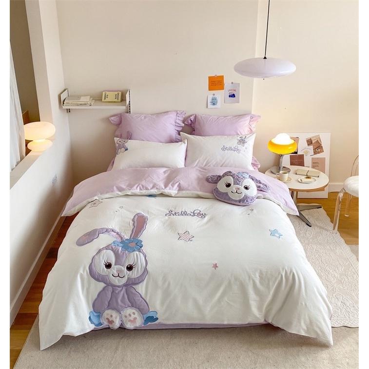 Bộ Chăn Ga Gối Cotton Linen Disney Hàng Nhập Khẩu 5Món Dễ Thương