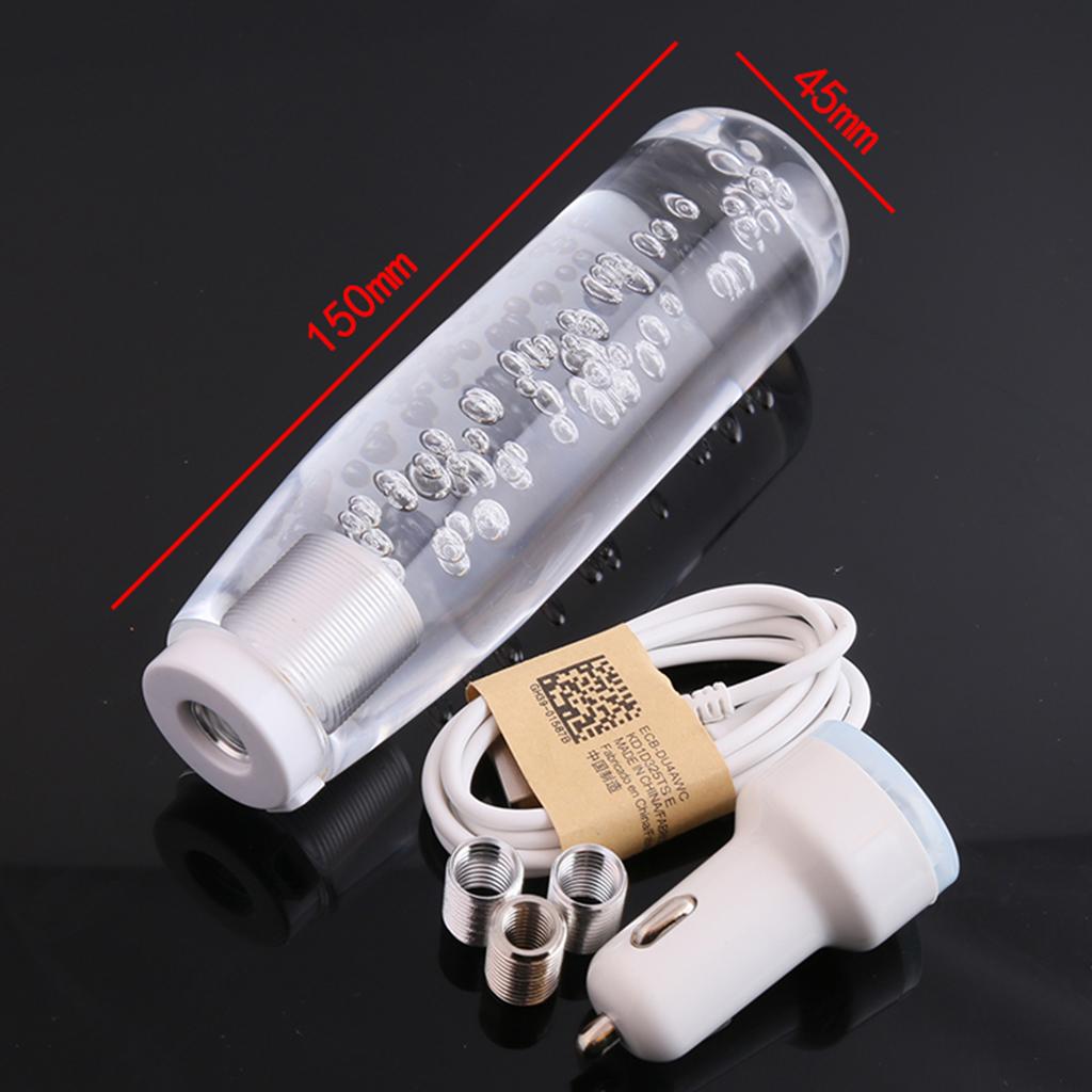 Universal Car Blue LED Gear Shift Lever Knob Head Shifter Crystal Bubble 15cm Clear