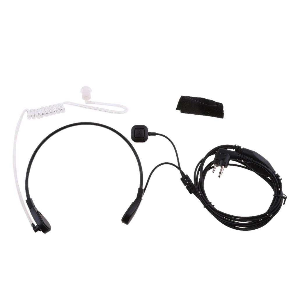 Throat Mic Covert Acoustic Tube Earpiece Headset With Finger Ptt Compatible For 2 Pin Two Way Radio Walkie Talkie Motorola P88, Cp040. Cp100, Cp110, Cp125, Cp150, Cp200, Cp250, Cp300