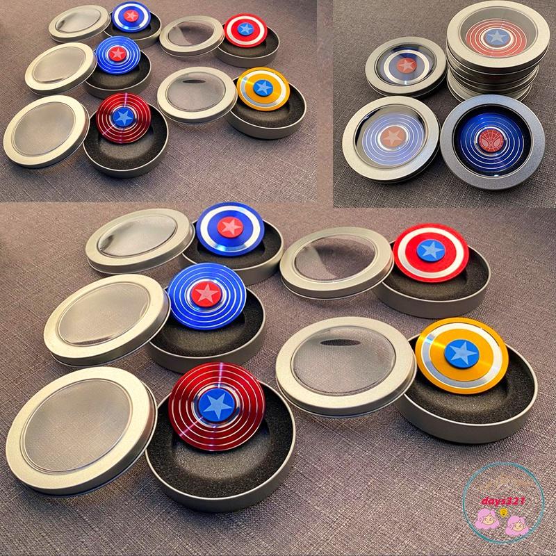 Con quay Fidget Spinner hình tròn bằng kim loại họa tiết Captain America cổ điển giảm căng thẳng