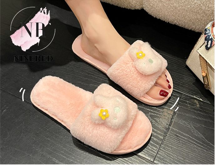 Dép đi trong nhà Dép bông hình thỏ hồng pinky đáng yêu siêu êm chống trơn - D149