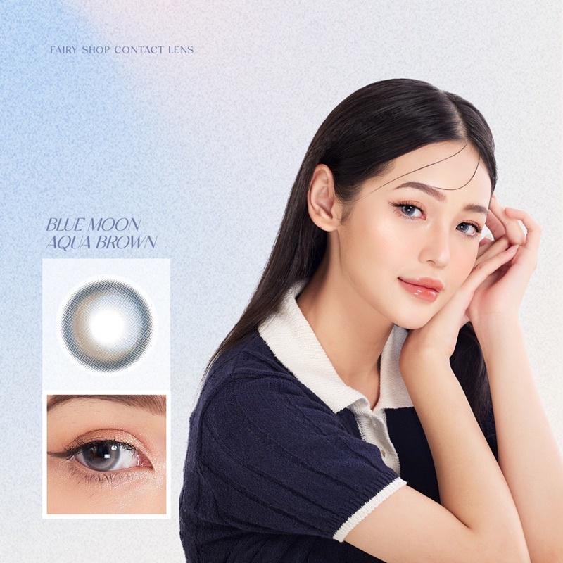 Kính Áp Tròng Blue Moon Aqua Brown 14.2 độ 0 đến 8 - FAIRY SHOP CONTACT LENS Silicone Hydrogel Lens cho mắt thở