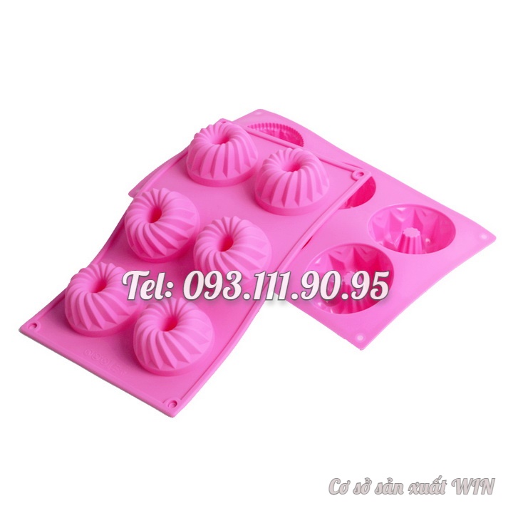 Khuôn silicon làm bánh, rau câu, socola 6 hình xoắn ốc – Mã số 1333