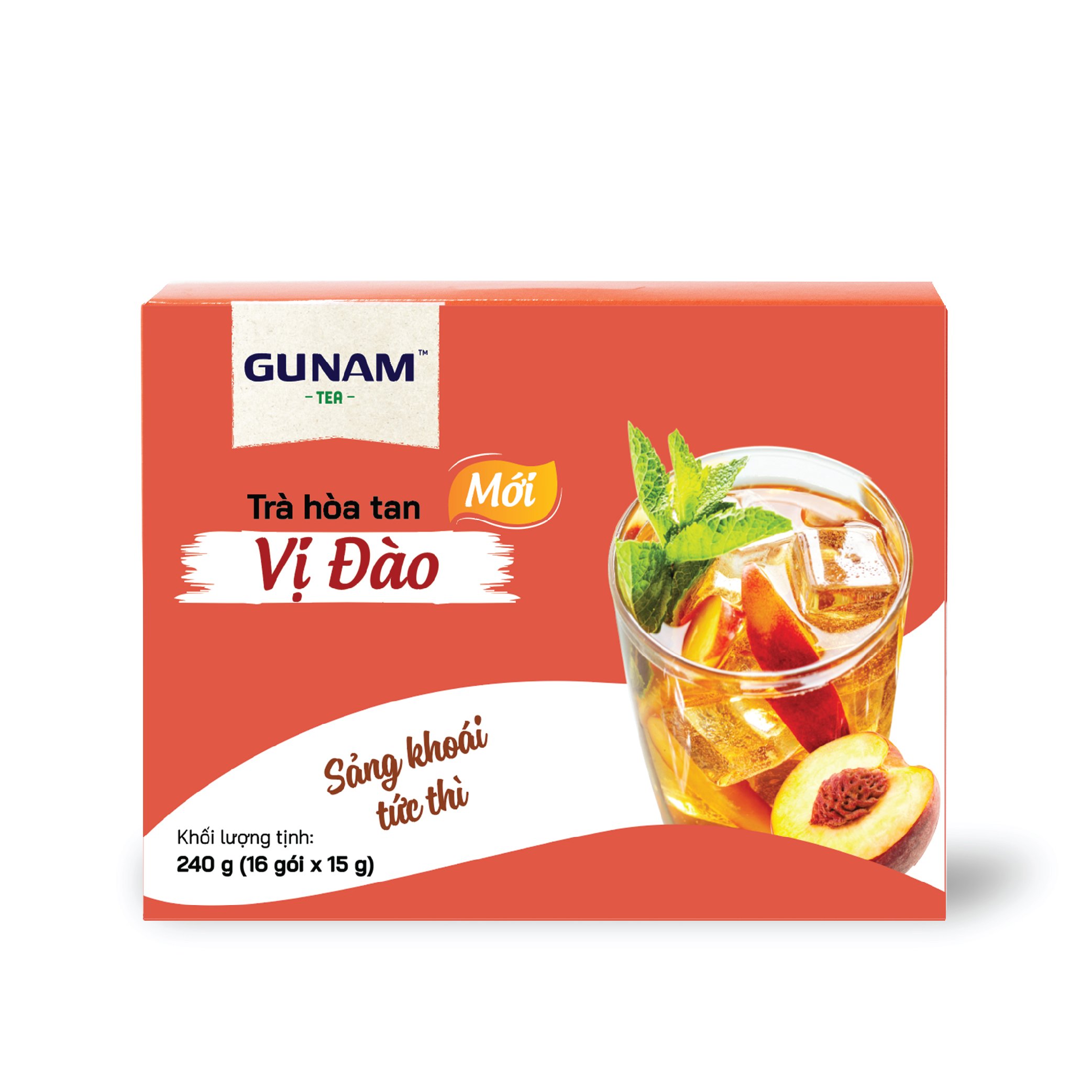 Hộp trà đào hòa tan GUNAM (16 gói x 15g)