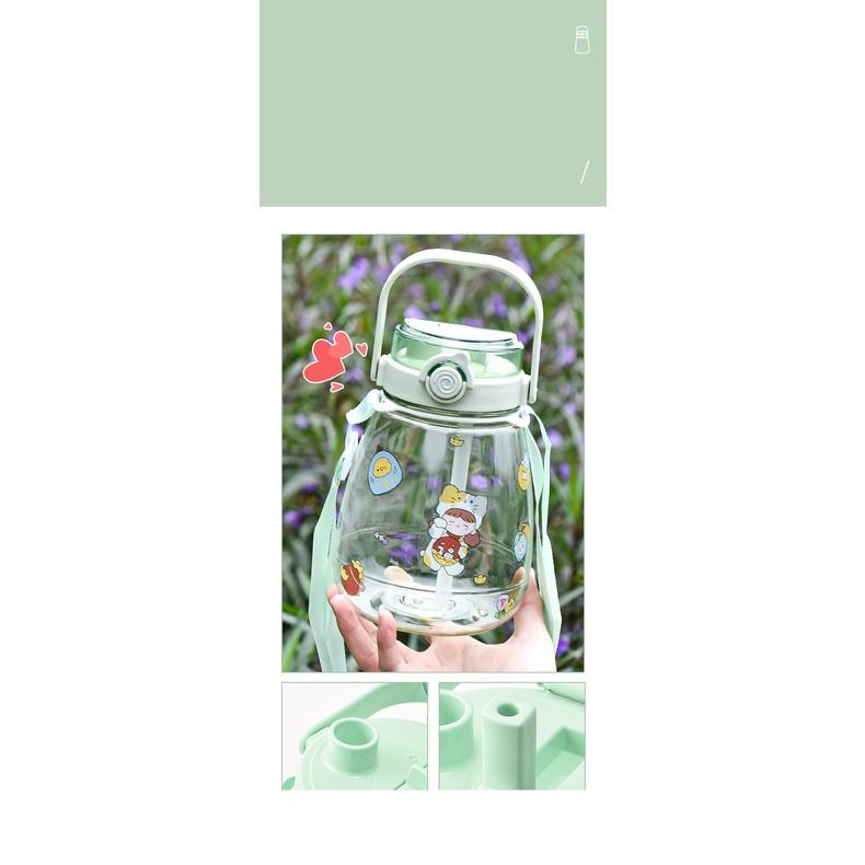 Bình đựng nước 1300ML- 2 đầu hút- Tặng kèm nhiều Sticker