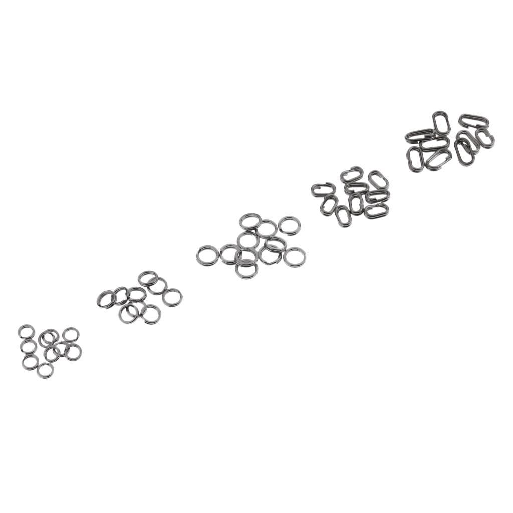200pcs Stainless Steel Round & Oval Split Rings Assorted Fishing Tackle Lure Line Connector