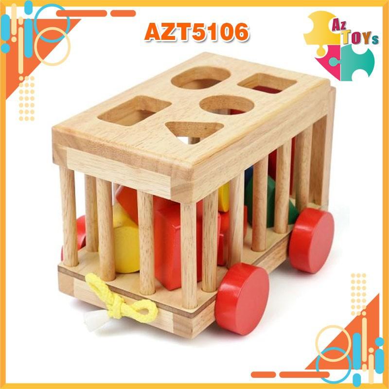 Đồ Chơi Gỗ Xe Thả Hình Khối Cho Bé - AZT5106