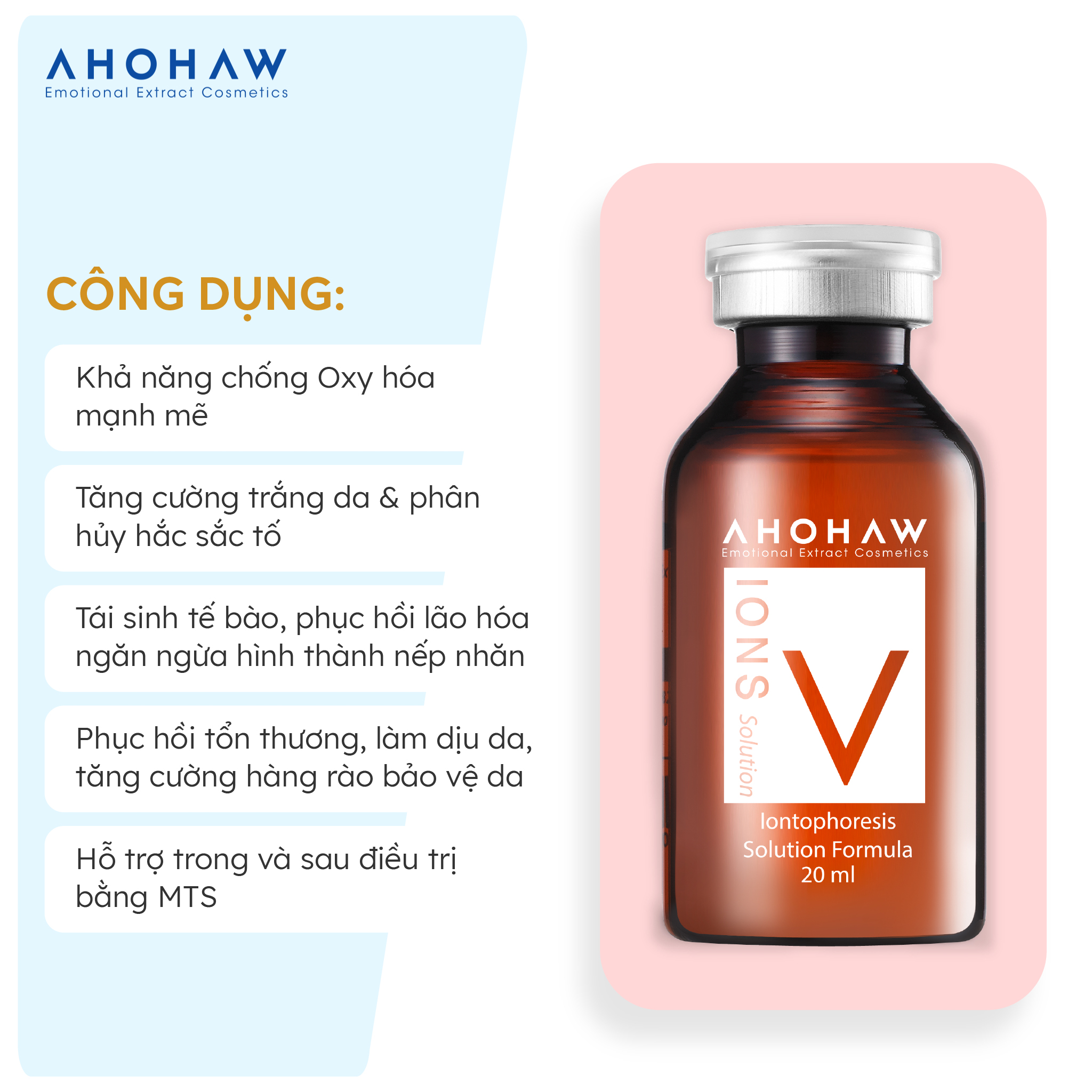 Hộp 20 Chai Tế Bào Gốc V Cao Cấp Ahohaw Ion V Solution - Hàng Chính Hãng