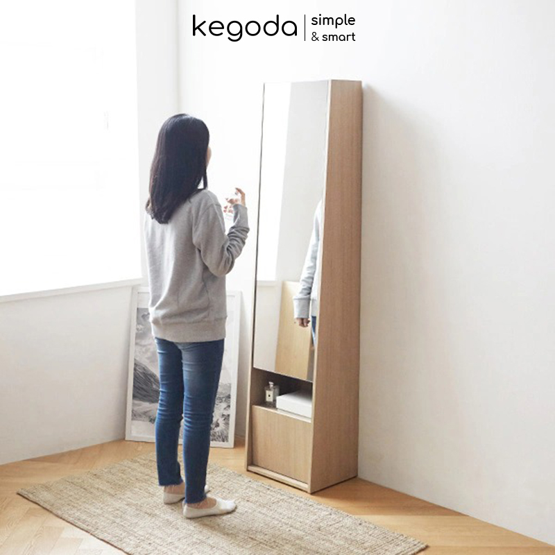 Tủ Trang Điểm Decor Có Gương Soi Toàn Thân Đứng Hack Dáng Đẹp, 2 Cánh Mở, Cao 165cm KEGODA KGD43