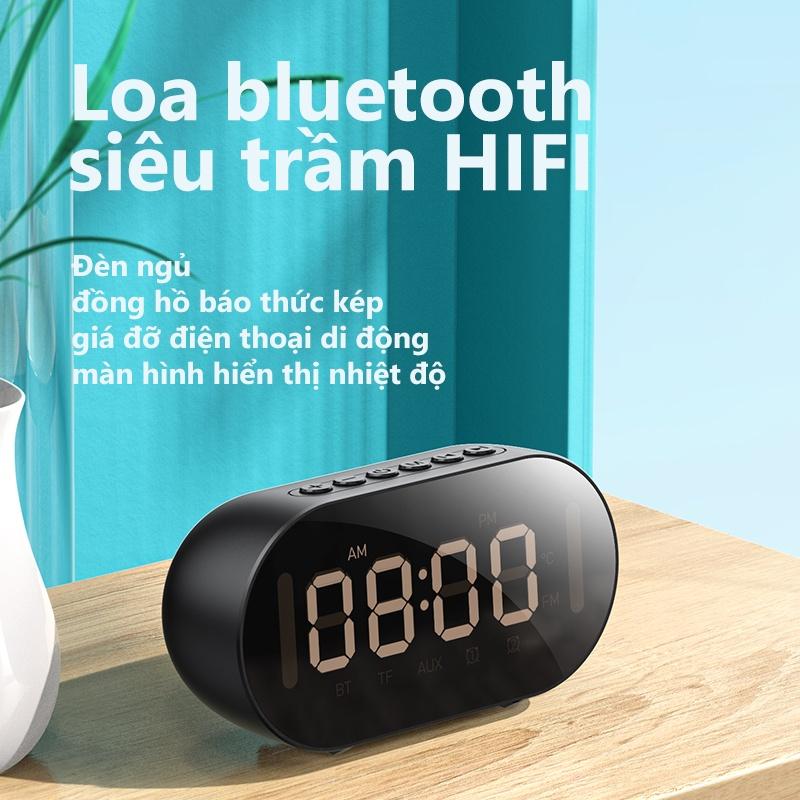 Loa Bluetooth Bluetooth 5.0 BASIKE MW36 Màn hình LED và Đồng hồ báo thức Hỗ trợ Thẻ nhớ U Đĩa với giá đỡ điện thoại-Hàng chính hãng