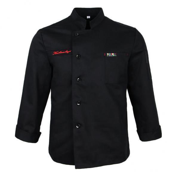 2x Long Sleeve Chef Uniform Chef Jacket with Unisex Chest Pocket