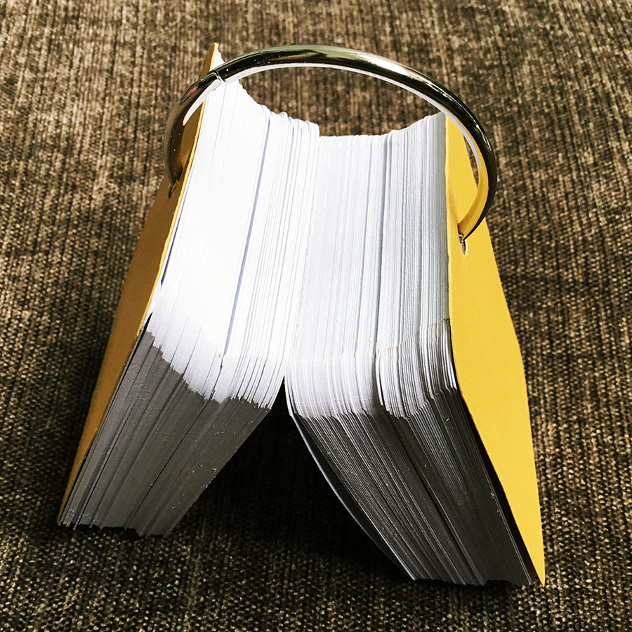 Combo 500 thẻ flashcard trắng siêu dày phong cách mới 5x8cm bo góc giữa tặng khoen + bìa cứng 3D