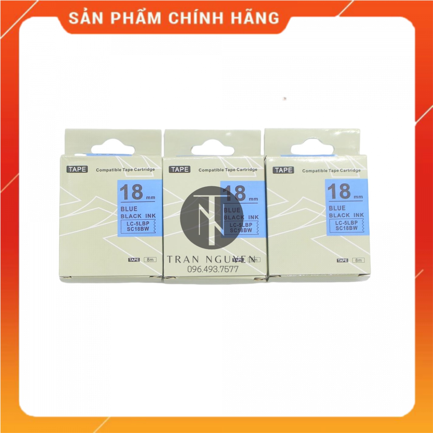 Nhãn in Tepra SC18BW - Chữ đen nền dương 18mm x 8m - Hàng nhập khẩu
