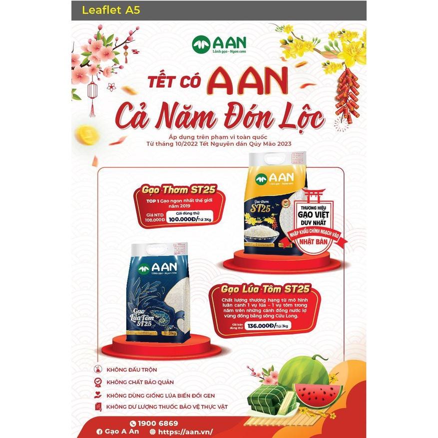 Gạo Lúa Tôm ST25 Gạo A An Túi 3kg